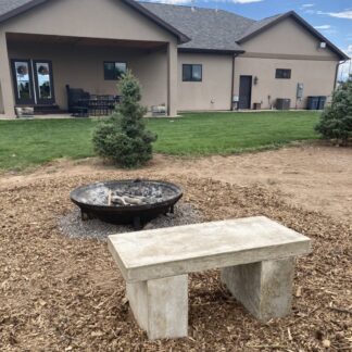 Hempcrete garden bench by the firepit